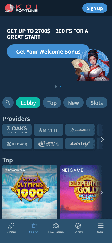 KoiFortunes Casino Mobilversion och Appar - Spela Direkt på Din Enhet